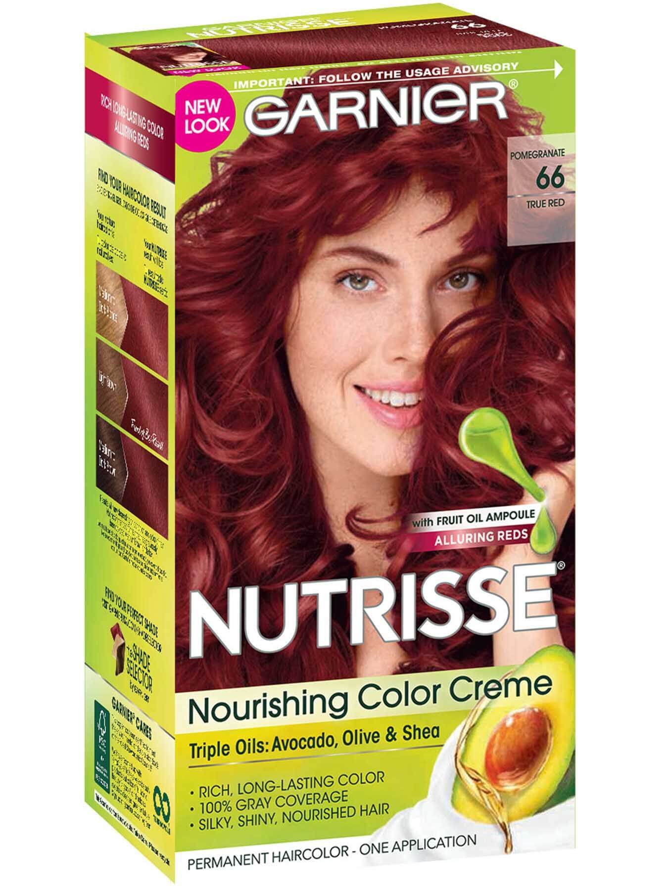 Garnier Nutrisse Nourishing Color Creme 66 - True Red (Pomegranate) Permanent Hair Color